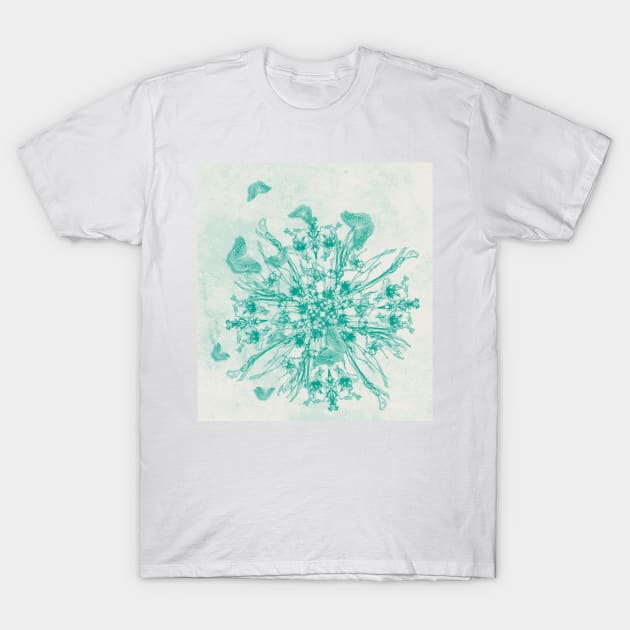 teal bouquet and butterflies T-Shirt by hereswendy
